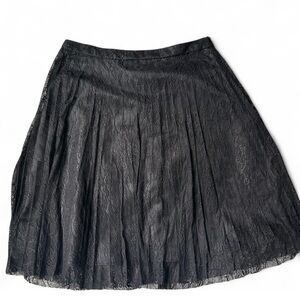 Aqua Black Pleated A-Line Skirt Knee-Length